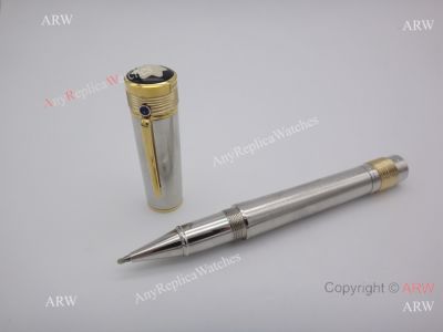 Montblanc Mahatma Gandhi Stainless Steel Gold Clip Replica Rollerball Pen